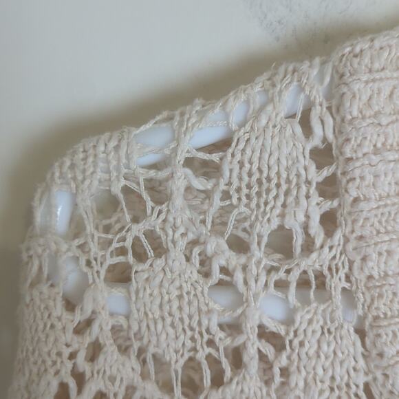 Cottagecore Embroidered Open Knit Sweater 100% Cotton Women's Medium - Picture 5 of 11